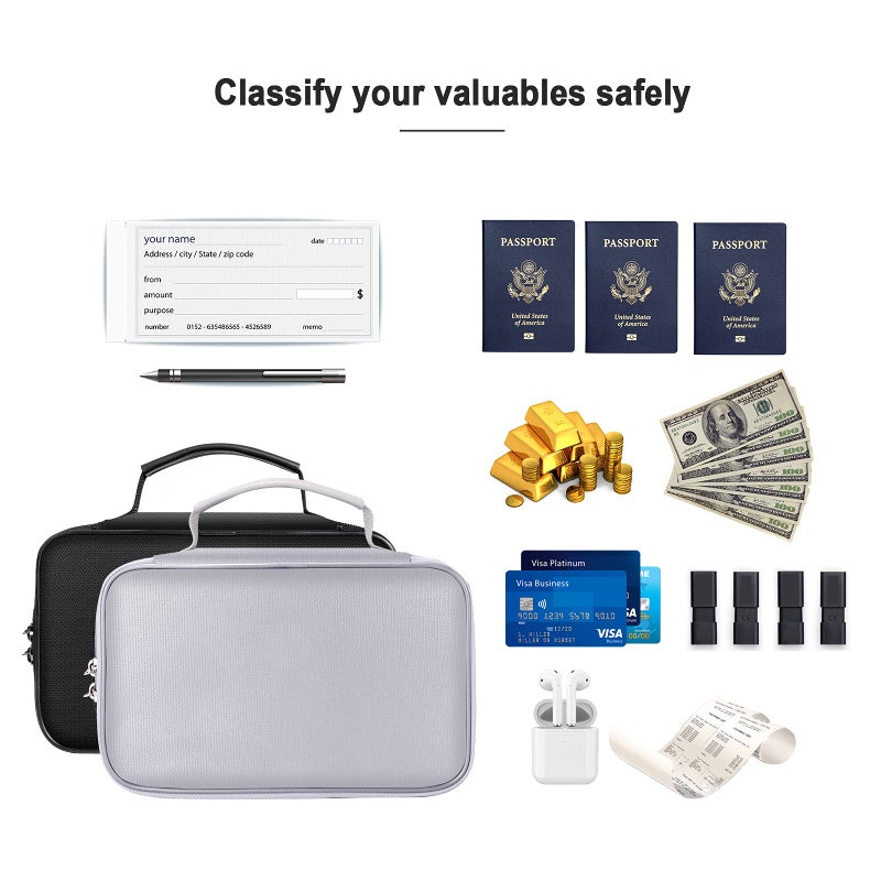ENGPOW Small Fireproof Bag with Lock,Fireproof Soft Money Organizer Case (9x 5.3 x 3.7 inches),3-Layer Cash Safe Coin Organizer Bag Set Storage for Valuables-Currency,Keys,Card,Passport(2 Pack) - Image 4